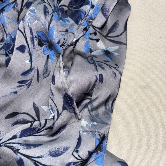 Coldwater Creek Radiant Reflections Dress Bluish Gray Floral Silk Sleeveless 8P - Picture 9 of 10